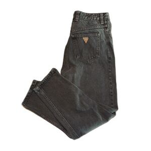 VTG 80s Guess Tapered Jeans Womens Sz 31 Dark Blue Ankle Zip